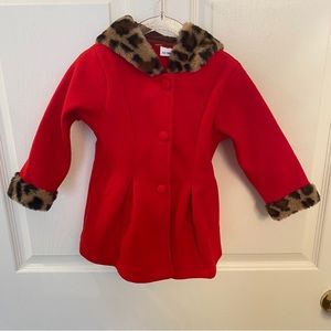Red Coat NWOT 12-18 months Leopard Print